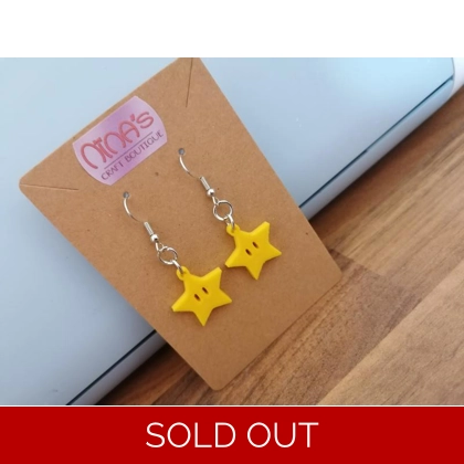 Super Mario Super Star 3D Printed Earrings Set